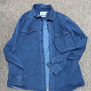 Goodfellow & Co Blue Striped Casual Button Down Shirt